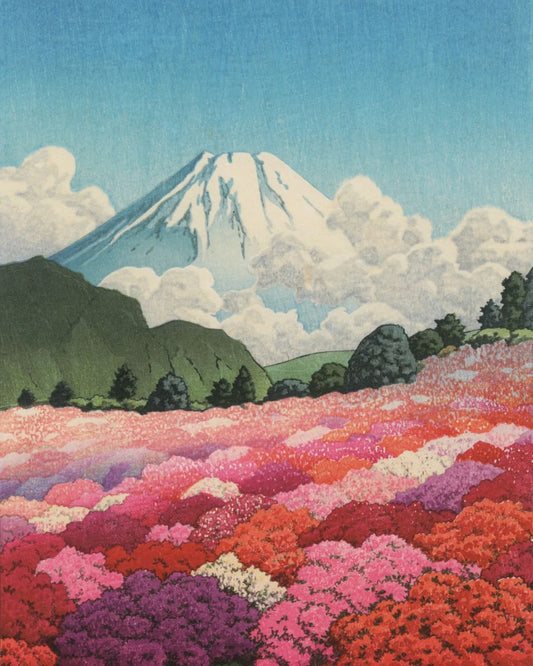 Kawase Hasui - Azaleengarten und Berg Fuji bonsaiwardrobe
