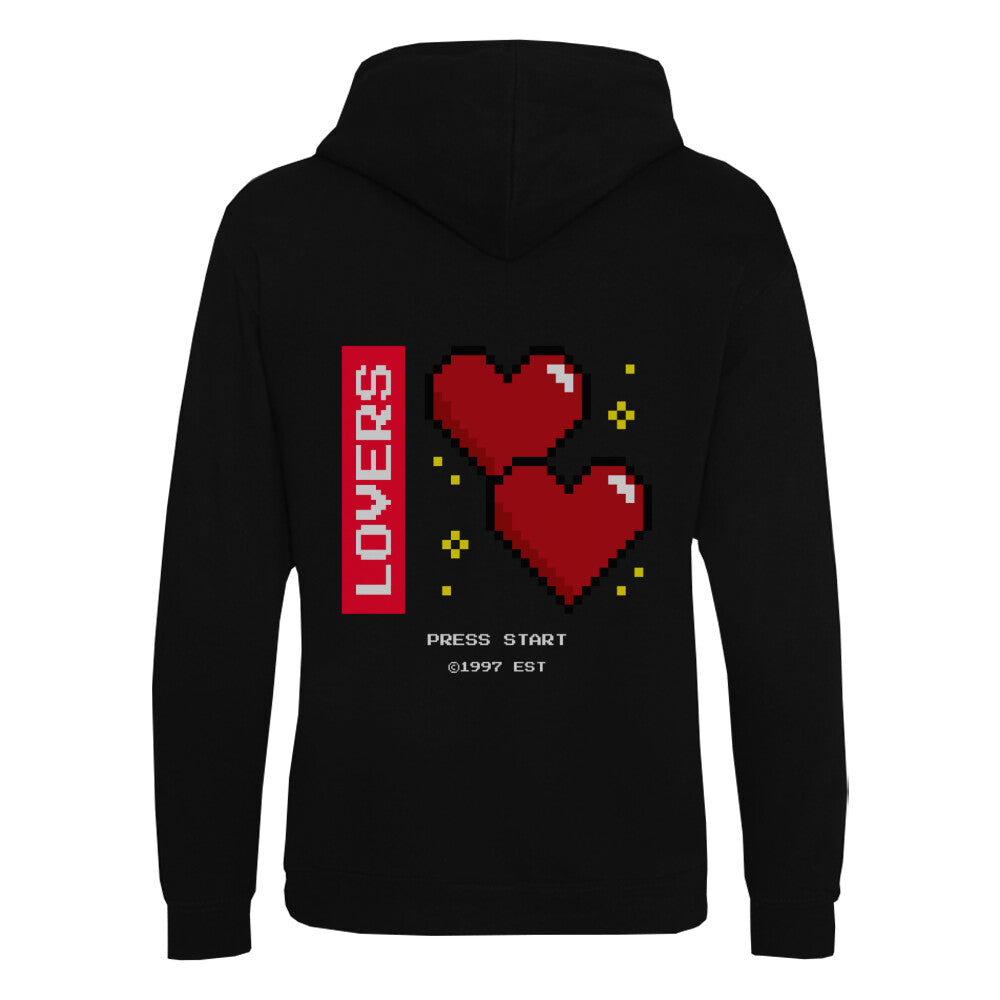 8-BIT LOVERS - Organic Hoodie (Back) bonsaiwardrobe