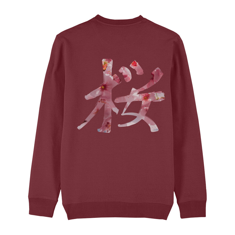 Kanji Sakura - Organic Sweatshirt (Back) bonsaiwardrobe