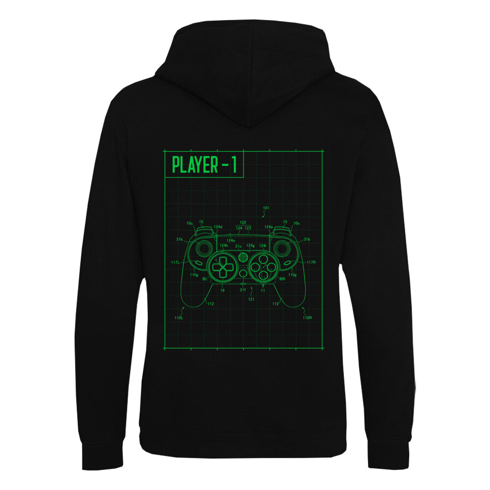 PLAYER-1 - Organic Hoodie (Back) bonsaiwardrobe