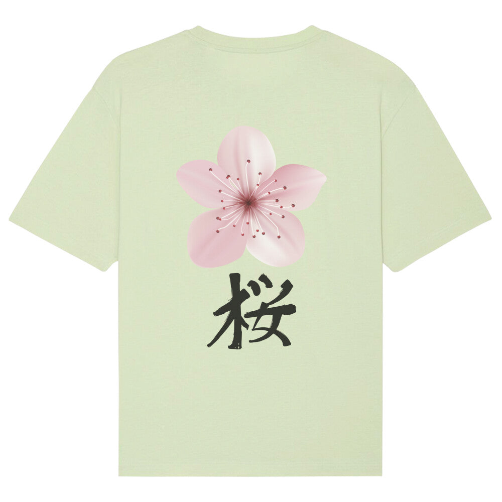 Kanji Kirschblüte - Oversize Fuser Shirt (Back) - bonsaiwardrobe