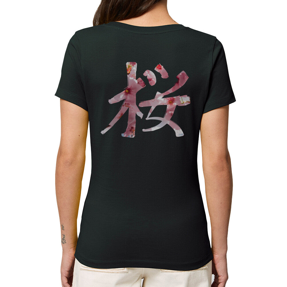 Kanji Sakura - Organic Shirt Damen (Back) bonsaiwardrobe
